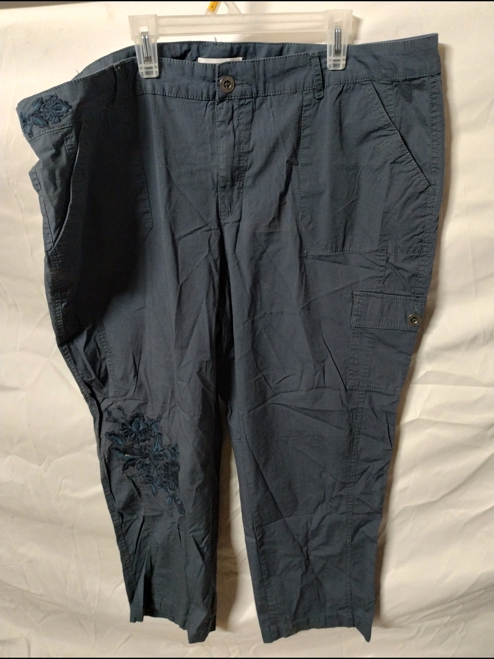 Westport Men's Slate Blue Cargo Pants with Embroidered Detail